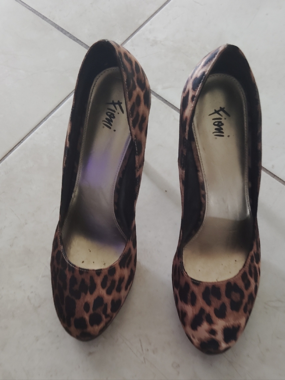 Fioni Leopard Print High Heels in Brown